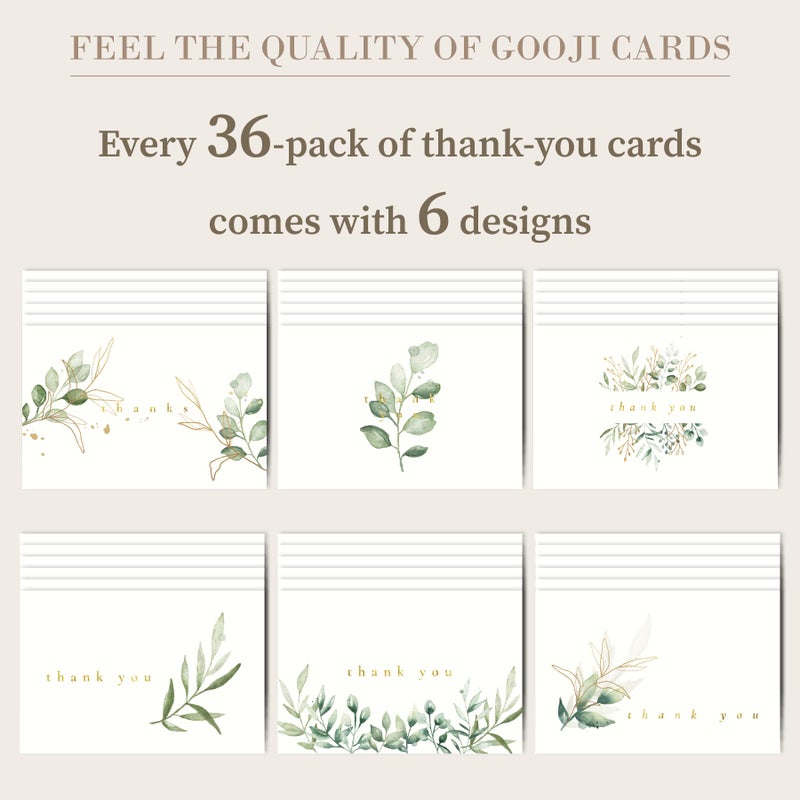 Gooji 4x6 Golden Greenery Thank You Cards with Envelopes (Bulk 36-Pack) | Wedding Thank You Cards, Bridal Shower Thank You Cards, Birthday Party, Baby Shower, Blank Notes Small Business - Image 4